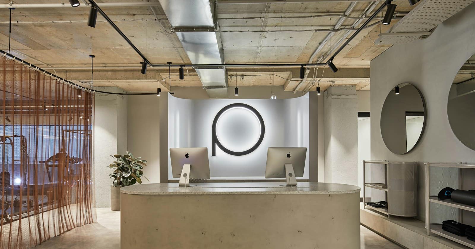 The reception desk of a fitness studio